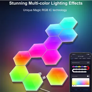 پنل دیواری هوشمند شش ضلعی 6 تکه RGB فوتونیکس مدل PX-HXA-02 همراه ریموت و اپلیکیشن موبایل