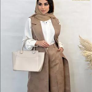 وست زنانه جلوباز کمردار مجلسی لینن آراز