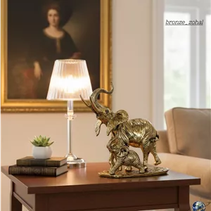 مجسمه فیل با بچه برنزی