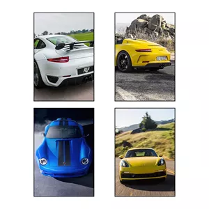 تابلو شاسی دنیای قاب طرح Porsche کد 54715 مجموعه 4 عددی