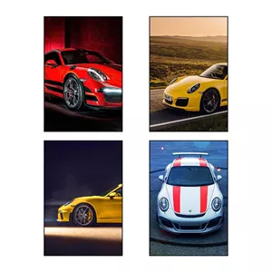 تابلو شاسی دنیای قاب طرح Porsche کد 77616 مجموعه 4 عددی
