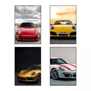 تابلو شاسی دنیای قاب طرح Porsche کد 93096 مجموعه 4 عددی