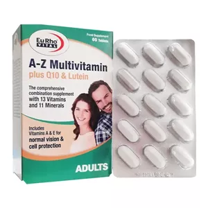 قرص A Z مولتی ویتامین پلاس کیوتن و لوتئین یوروویتال بسته 60 عددی