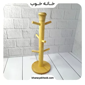 آویز فنجان چوبی ۶ قلابه خانه‌ خوب