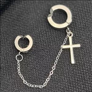 گوشواره صلیب فیک دو حلقه استیل