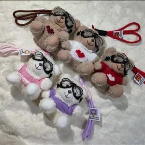 آویز عروسکی پولیشی نرم وارداتی مدل خرس عینکی