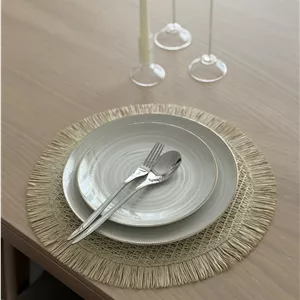 زیربشقابی گرد رافیا کرم
