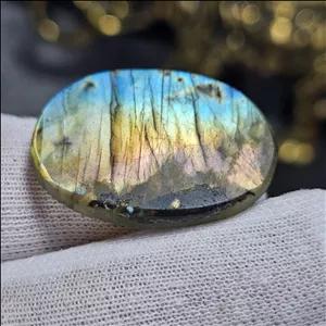 نگین درشت سنگ لابرادوریت معدنی تراش فنسی کد 36960