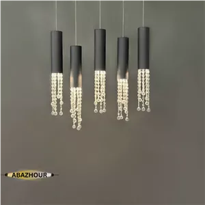 چراغ آویز مدرن خطی با بدنه آلومینیوم و کریستال کد CM405