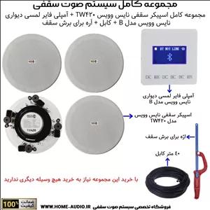 مجموعه کامل اسپیکر سقفی نایس وویس مدل NICE VOICE TW420آمپلی فایر لمسی دیواری نایس وویس مدل NICE VOICE B