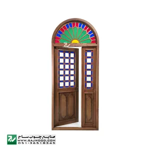 پنجره اُرُسی شیشه رنگی چوبی سنتی صنایع چوب ساج مدل W306