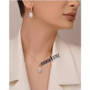 نیم ست ژوپینگ جواهری طرح اشکی نگین دار  JS4022