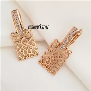 گوشواره ژوپینگ طرح مستطیل مشبک E6030 