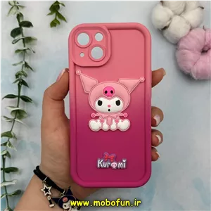 قاب گوشی iPhone 13 آیفون طرح سیلیکونی سولید کیس Solid عروسکی برجسته محافظ لنزدار طرح کرومی دو رنگ صورتی سرخابی کد 13912