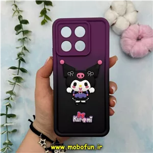 قاب گوشی Poco X6 Pro - Redmi K70E شیائومی طرح سیلیکونی سولید کیس Solid عروسکی برجسته محافظ لنزدار طرح کرومی دو رنگ بنفش مشکی کد 13927