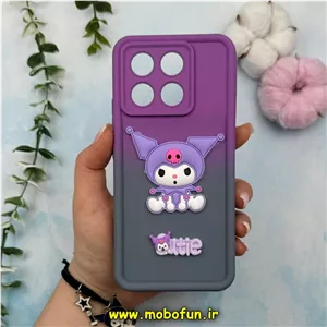 قاب گوشی Poco X6 Pro - Redmi K70E شیائومی طرح سیلیکونی سولید کیس Solid عروسکی برجسته محافظ لنزدار طرح کرومی دو رنگ بنفش طوسی کد 13929