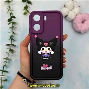 قاب گوشی Redmi 13C - Poco C65 شیائومی طرح سیلیکونی سولید کیس Solid عروسکی برجسته محافظ لنزدار طرح کرومی دو رنگ بنفش مشکی کد 13932