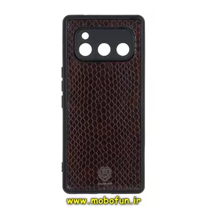قاب گوشی Daria Bond 5G داریا باند چرمی پوست ماری محافظ لنزدار قهوه ای تیره کد 25724