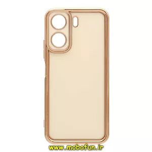 قاب گوشی Redmi 13C - Poco C65 شیائومی طرح ژله ای مای کیس گلد لاین دور طلایی سولید SOLID محافظ لنز دار سفید کد 25952