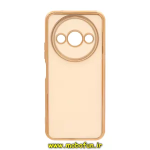 قاب گوشی Redmi A3 - Redmi A3X شیائومی طرح ژله ای مای کیس گلد لاین دور طلایی سولید SOLID محافظ لنز دار سفید شیری کد 25965