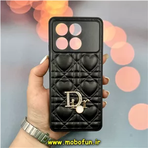 قاب گوشی Poco X6 Pro - Redmi K70E شیائومی پافر چرمی اورجینال Hard محافظ لنز دار طرح Dior مشکی کد 52350
