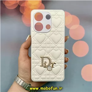 قاب گوشی Redmi Note 13 4G شیائومی پافر چرمی اورجینال Hard محافظ لنز دار طرح Dior سفید کد 52366