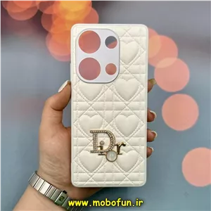 قاب گوشی Redmi Note 13 Pro 4G / Poco M6 Pro 4G / Redmi Note 14S شیائومی پافر چرمی اورجینال Hard محافظ لنز دار طرح Dior سفید کد 52371