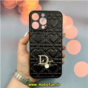 قاب گوشی iPhone 14 Pro Max آیفون پافر چرمی اورجینال Hard محافظ لنز دار طرح Dior مشکی کد 52342