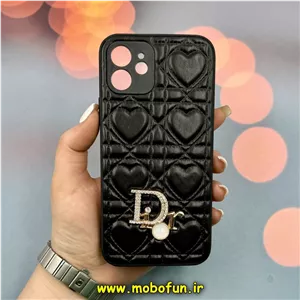 قاب گوشی iPhone 12 آیفون پافر چرمی اورجینال Hard محافظ لنز دار طرح Dior مشکی کد 52331