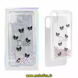 قاب گوشی iPhone X - iPhone XS آیفون اورجینال لیزری اکلیلی آکواریومی لاکچری محافظ لنز دار طرح Dior پاپیونی کد 45612