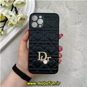 قاب گوشی iPhone 12 Pro Max آیفون پافر چرمی اورجینال Hard محافظ لنز دار طرح Dior مشکی کد 59706