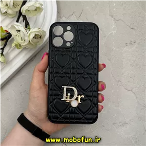قاب گوشی iPhone 13 Pro Max آیفون پافر چرمی اورجینال Hard محافظ لنز دار طرح Dior مشکی کد 59707