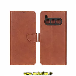 کیف گوشی Daria Bond 2 Lite داریا باند مگنتی طرح چرم کتابی قهوه ای روشن کد 75292