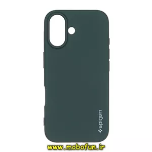 قاب گوشی iPhone 16 آیفون سیلیکونی ژله ای PC برند SPIGEN اسپیگن سبز تیره کد 75520