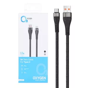 کابل شارژ 1 متری فست USB to Type-C برند Oxygen مدل LX-3 رنگ مشکی کد 30457