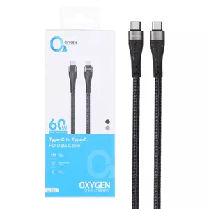کابل شارژ 1 متری فست Type-C to Type-C برند Oxygen مدل LX-3 رنگ مشکی کد 30458