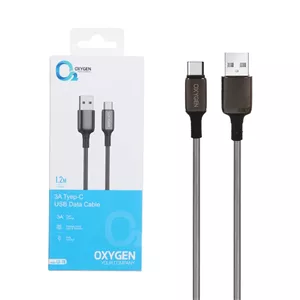 کابل شارژ 1 متری فست USB to Type-C برند Oxygen مدل LX-18 رنگ خاکستری کد 30460