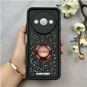قاب گوشی Redmi A3 / Redmi A3X شیائومی سیلیکونی Solid عروسکی برجسته محافظ لنزدار Dior مشکی کد 107693