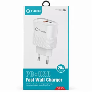 آداپتور شارژ Tuqin QE15 فست شارژ 20 وات کد 140731