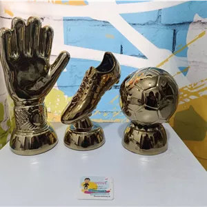 تندیس کفش طلا دستکش توپ طلا پک 3 عددی