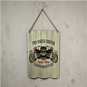 تابلو فلزی موج‌دار طرح Two Wheels Forever