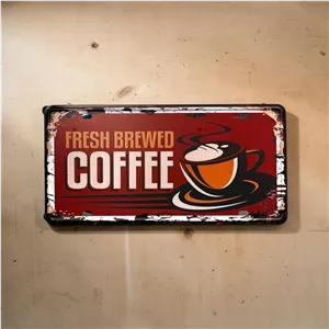 پلاک فلزی طرح Fresh Brewed Coffee ابعاد 30×15