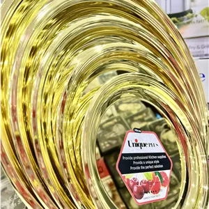 سینی استیل ۳۰ سانت یونیک طلایی رنگ ثابت