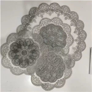 رومیزی جلو مبلی سه تیکه دانتل گرد ترک