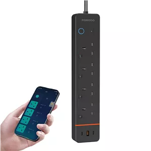 چندراهی برق هوشمند وایفای دار پرودو Porodo Chargelink Smart Power Strip 4AC & USB-C Ports PDPSUA1