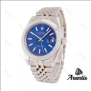 ساعت رولکس دیت جاست 2 مردانه استیل صفحه آبی طرح دار m-8165