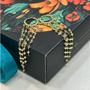 گوشواره طلا شرابه ای حلقه ای 