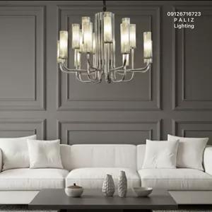 لوستر فلزی شاخه نامنظم کروم لاله وارداتی