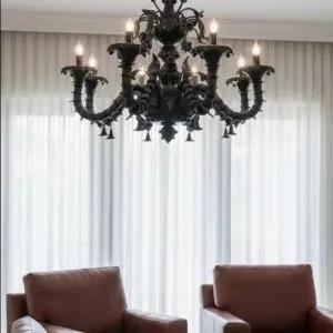 لوستر کریستالی مورانو دست ساز مشکی