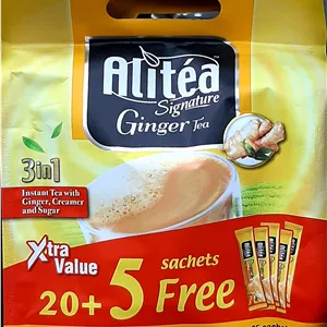 خرید علی‌تی زنجبیل 3 در 1 بسته‌ای ۲۵ عددی | چای زنجبیلی Alitea Ginger اصل مالزی